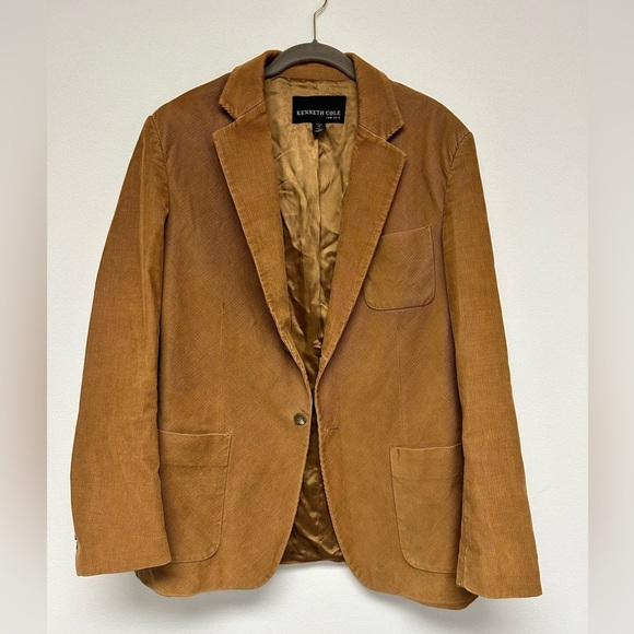 Kenneth Cole New York Tan Brown Corduroy Blazer Boyfriend Fit Oversized size L​​ - Picture 5 of 5